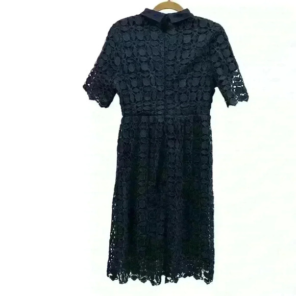 Jessakae Collared Navy Lace Overlay Short Sleeve Zip Back Midi Dress Women’s M - Picture 6 of 10